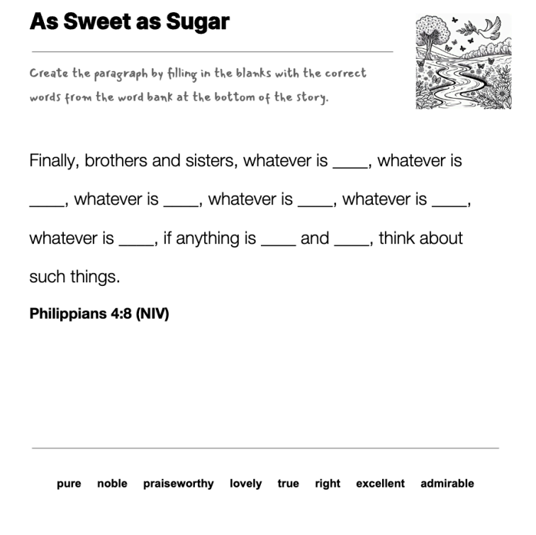 As Sweet as Sugar fill-in-the-blank